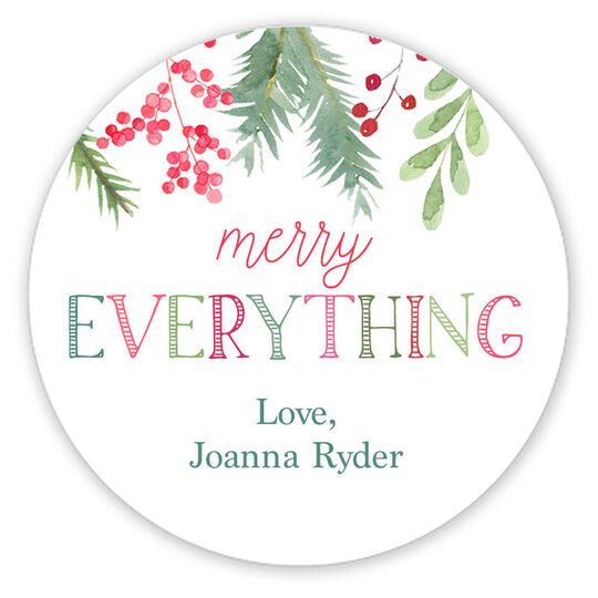 Merry Everything Round Holiday Gift Stickers